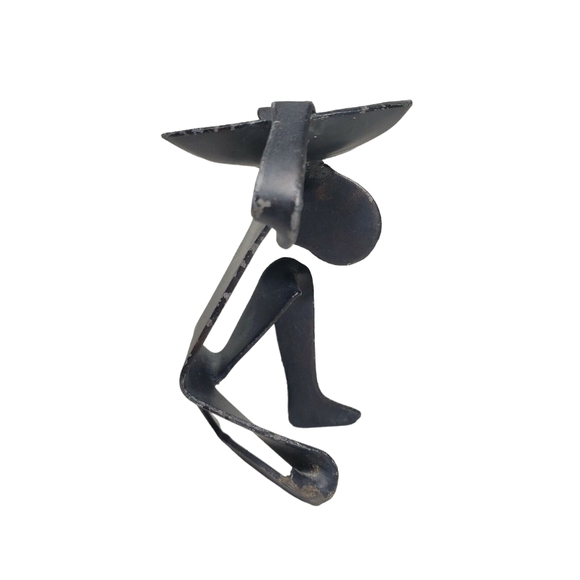 Metal Atlas Sculpture Candle Holder Stand 7" Man Carrying World On Back - Picture 2 of 9